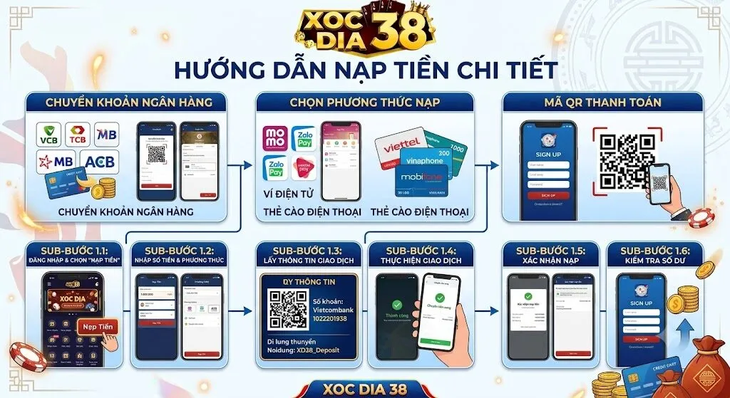 Hướng Dẫn Nạp Tiền Tại Xocdia38
